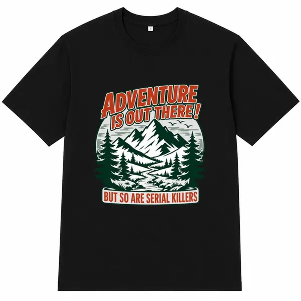 Outdoor Adventure Wear - Outdoor Adventure Letter Print Black Shirt,