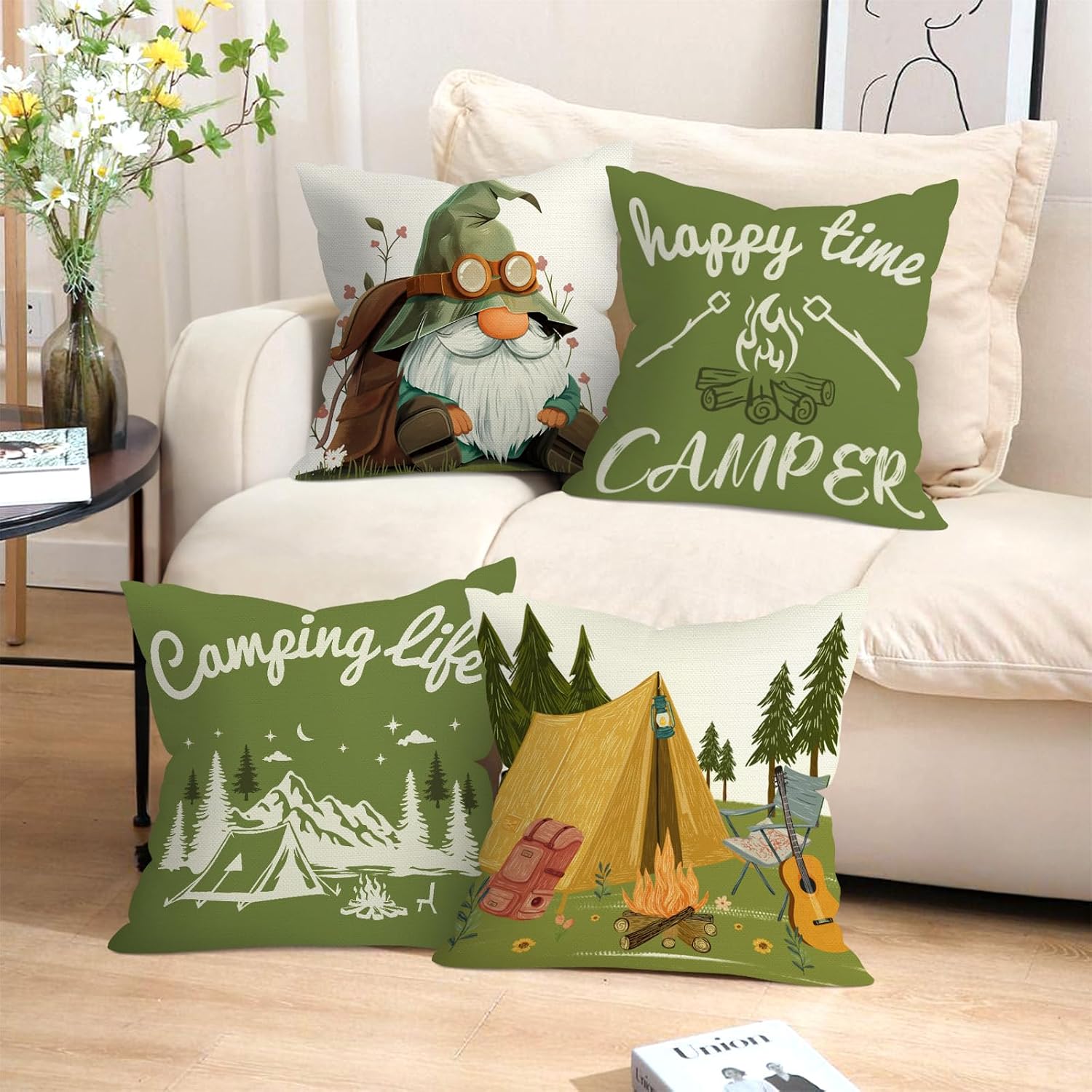Group of 4 Camping Throw Pillo - Outdoor Adventure Group ulasan dan harga
